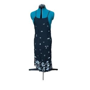 David Dart Vintage 1990s Overall Hat Print Spaghetti Strap Maxi Dress A23